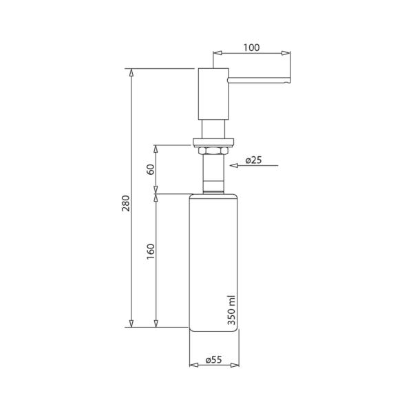 Дозатор встраиваемый в мойку Aquasanita DR-002 (сатин) - схема