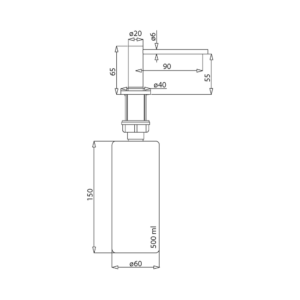 Дозатор встраиваемый в мойку Aquasanita DS-601 (черный)- схема