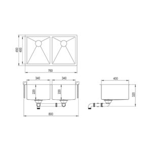 Мойка AquaSanita Steel ENN 200 L - Схема установки