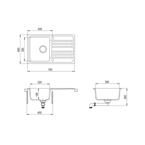 Мойка AquaSanita Notus SQ 101 222 AW graphite - Схема установки